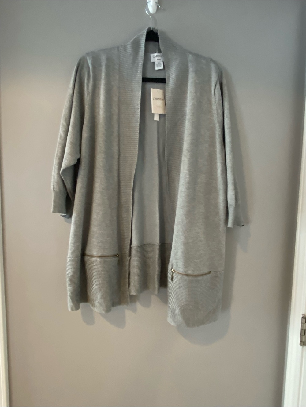 Caslon Drifter Open-Front Light Gray Pocket Cardigan